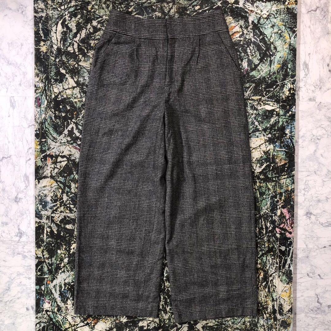 【美品】アルアバイル-allureville-グレンチェックワイドパンツ
