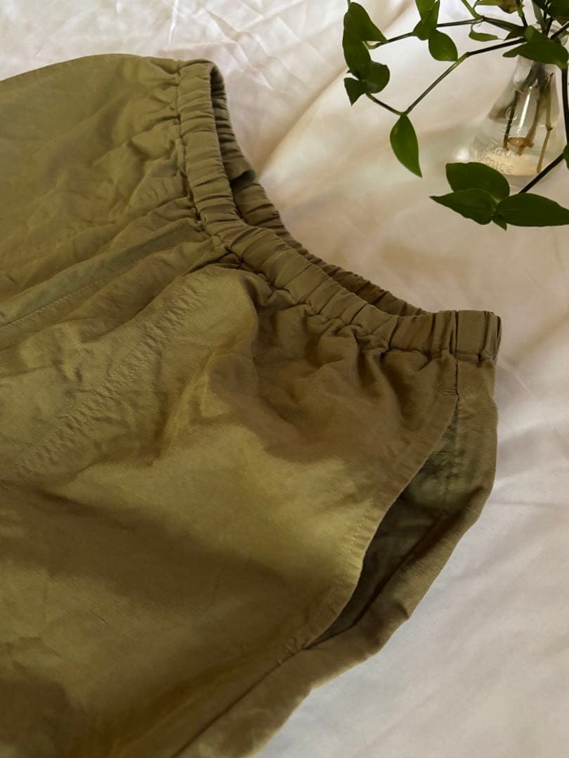 DANTONダントン　リネンコットン　モスグリーン系　イージーパンツ サイズ36