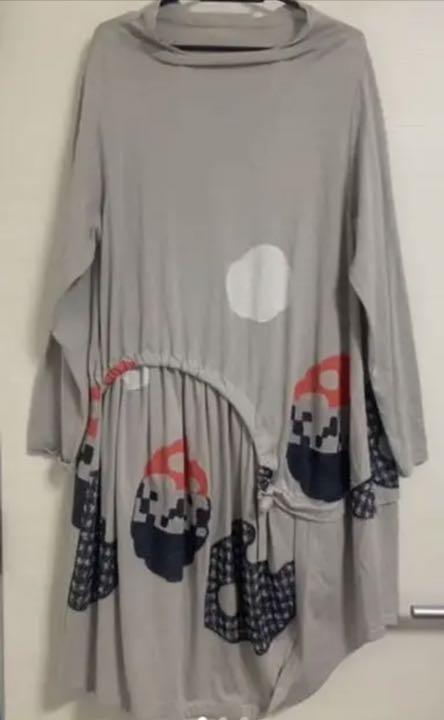美品♡センソユニコ 慈雨 ワンピース バルーン ドット ゆったり 40 カーキ 慈雨 センソユニコ ジャガード アシンメトリー ワンピース 40