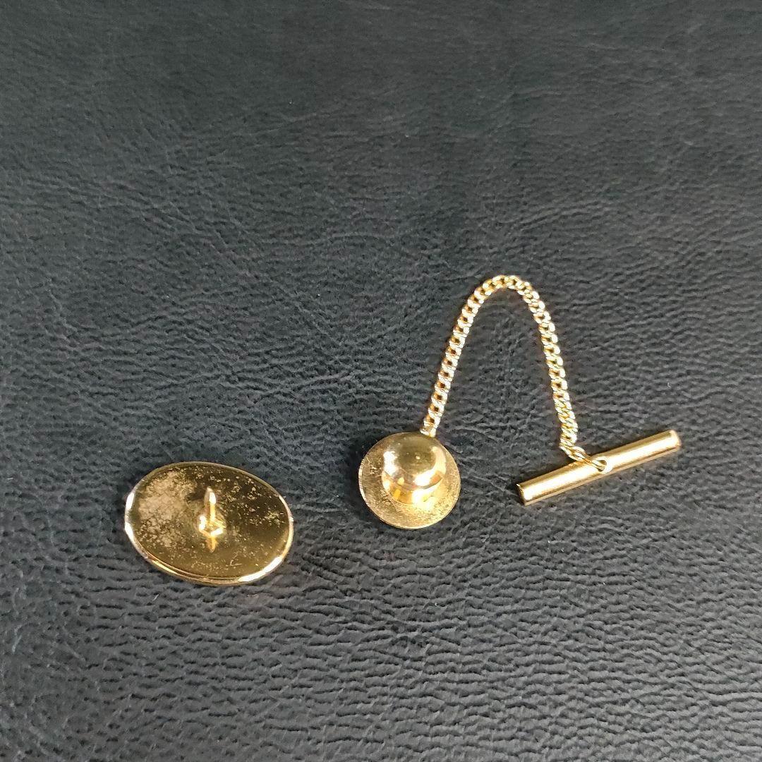 【美品】Dior　ディオール　ネクタイピン　ゴールド　ブラック　ラウンド　ロゴ