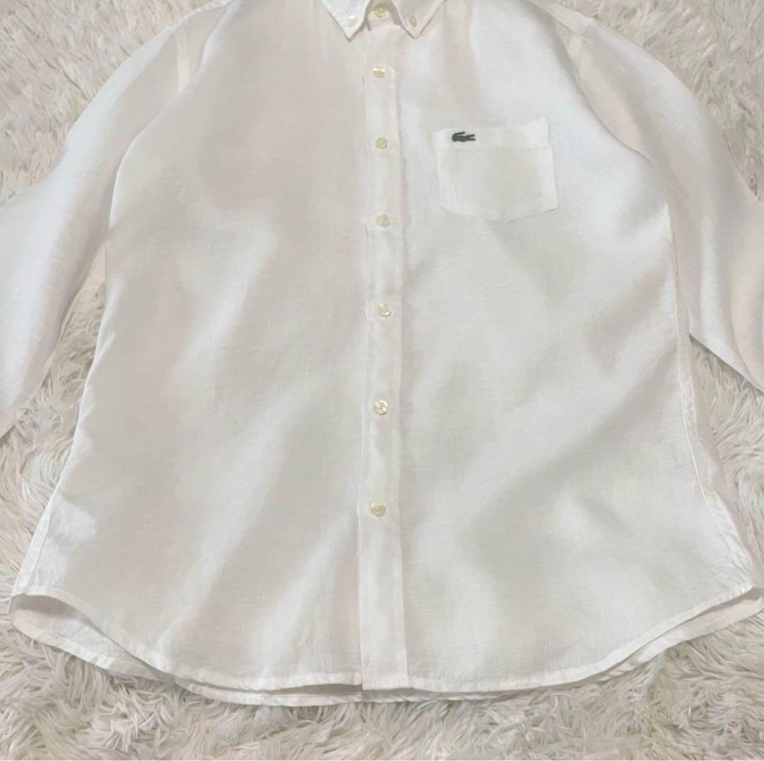 LACOSTE ラコステ ボタンシャツ　レギュラーフィット　リネン　100% 白
