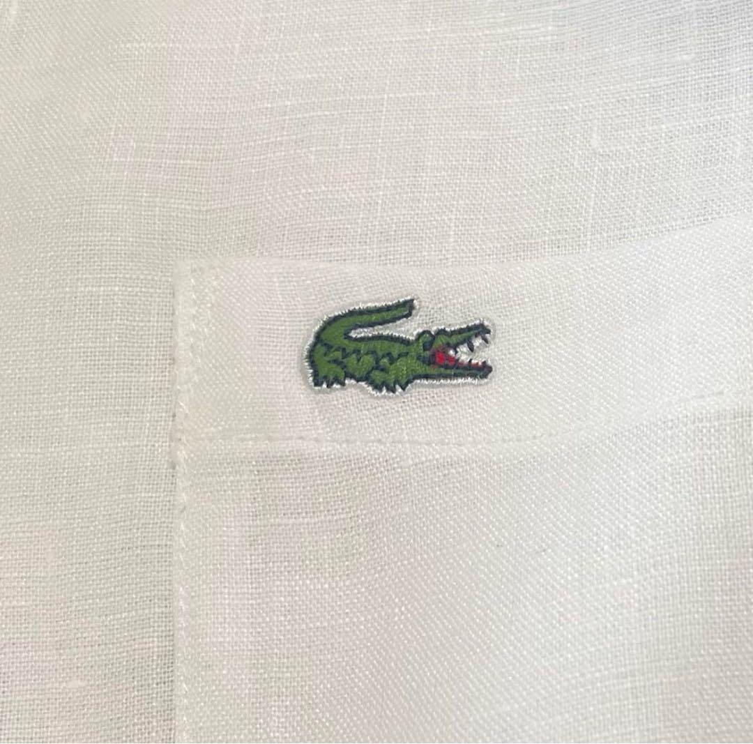 LACOSTE ラコステ ボタンシャツ　レギュラーフィット　リネン　100% 白