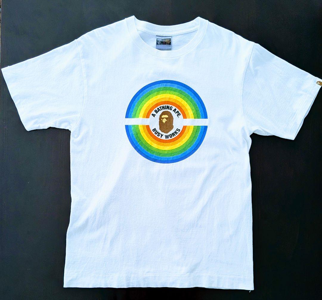【美品】初期タグ A BATHING APE Tシャツ レインボー