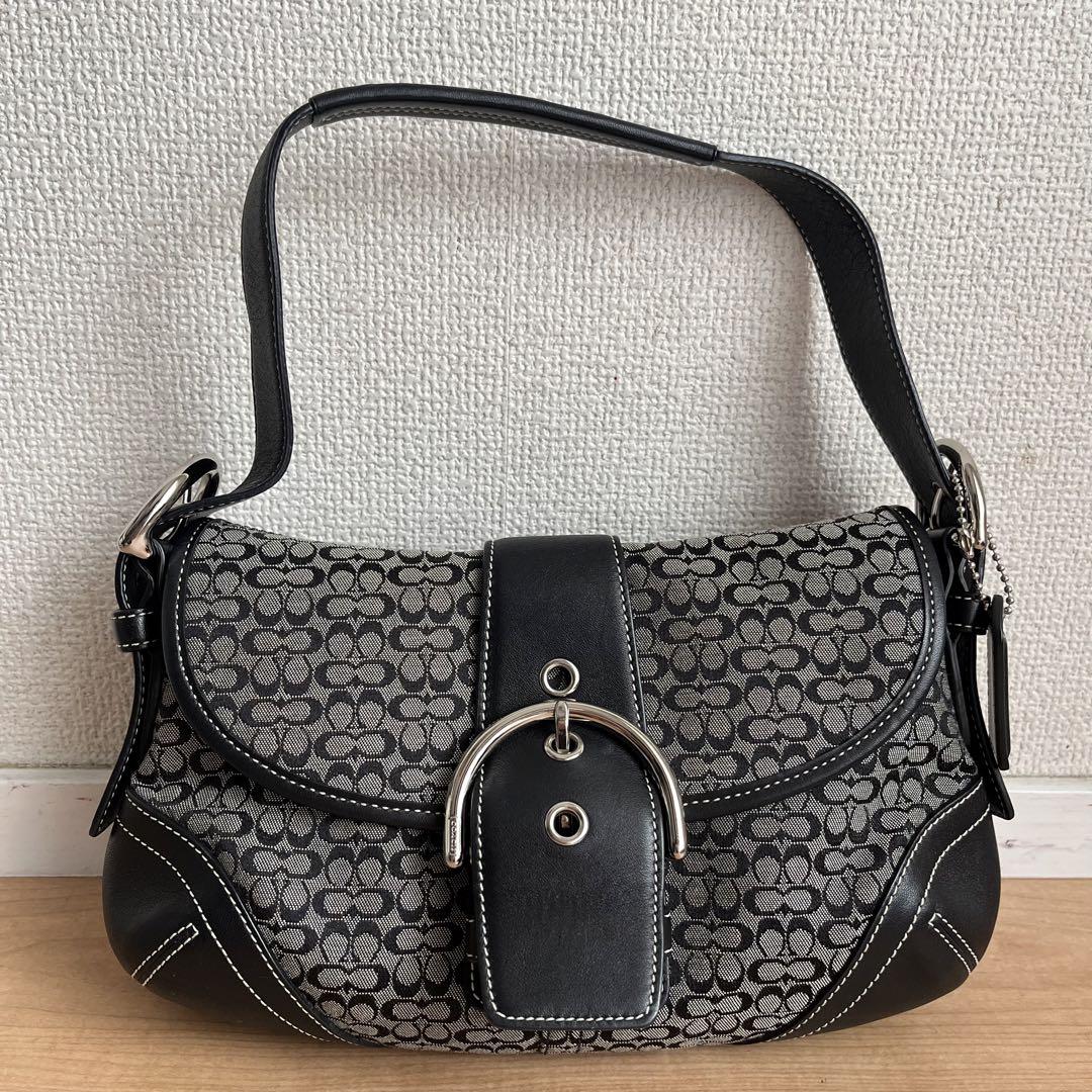 ✨️極美品✨COACH ハンドバッグ ソーホー シグネチャー 黒色 レザー