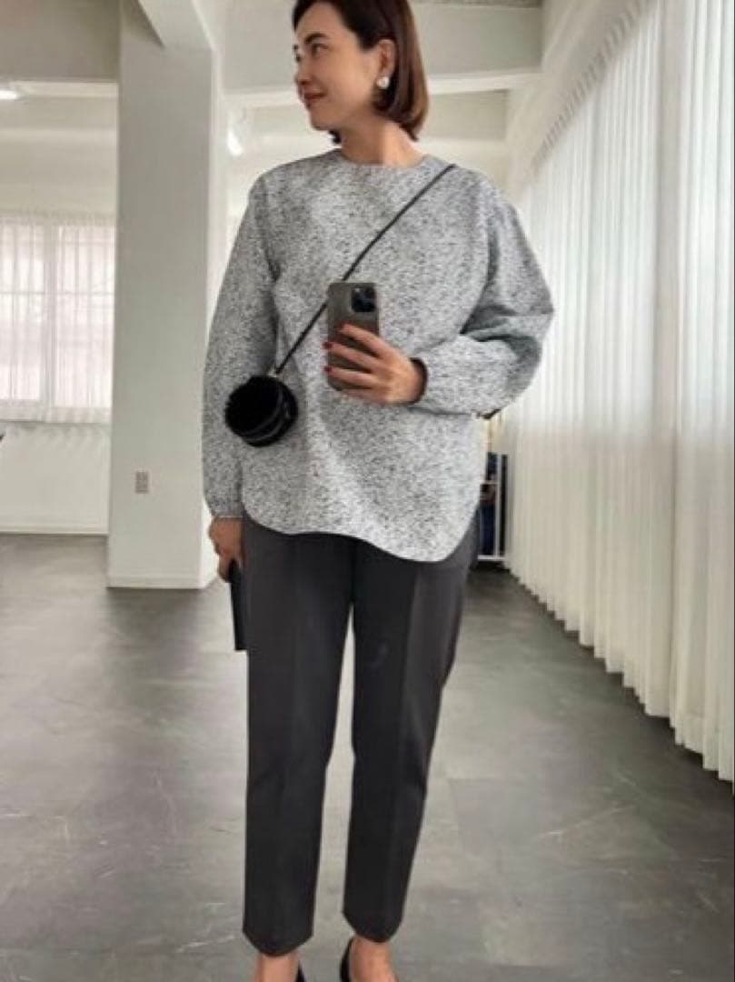 ohga ジャガードブラウス グレー ネイビー SIZE Yori