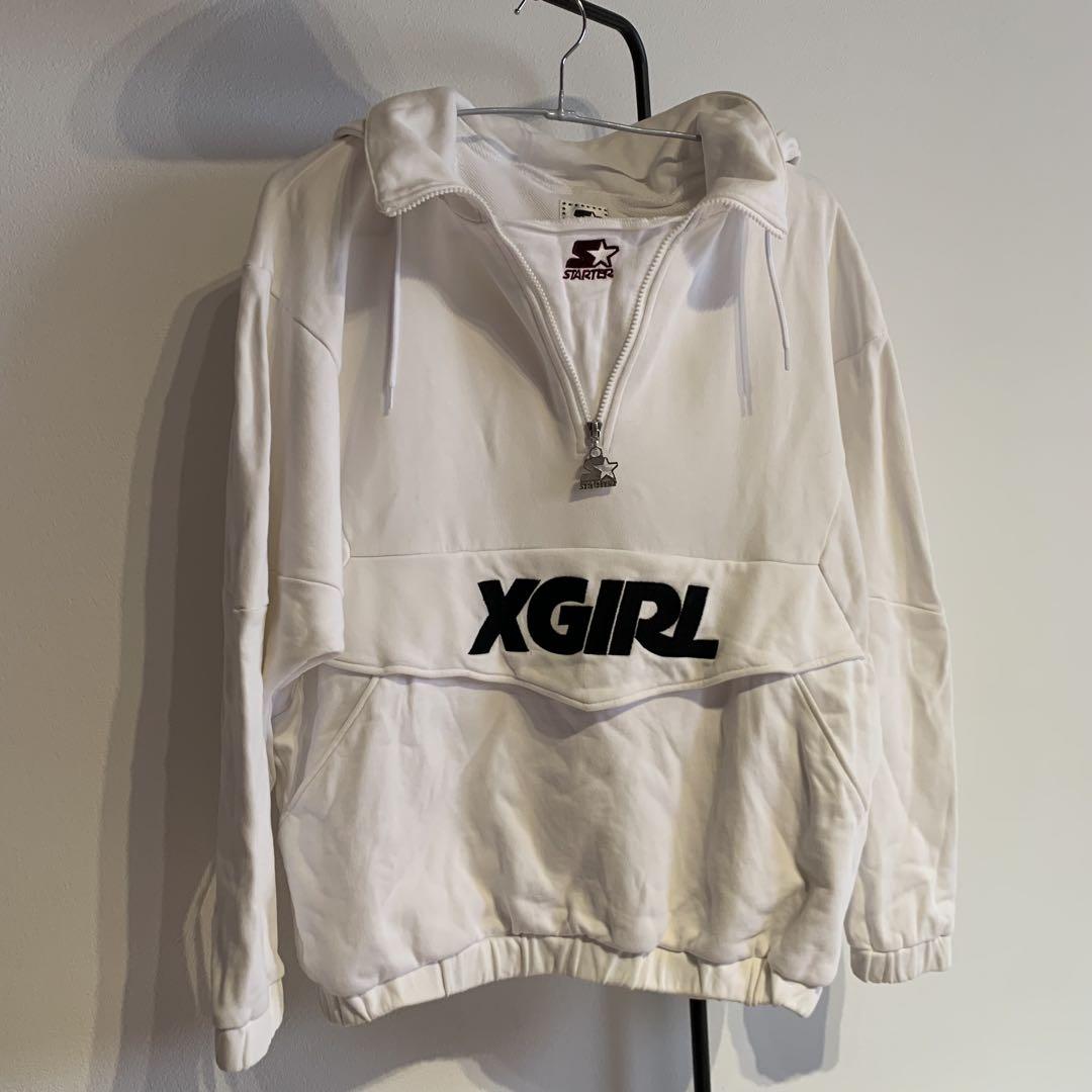X-girl STATER コラボ パーカー ハーフジップ 白 【値下】