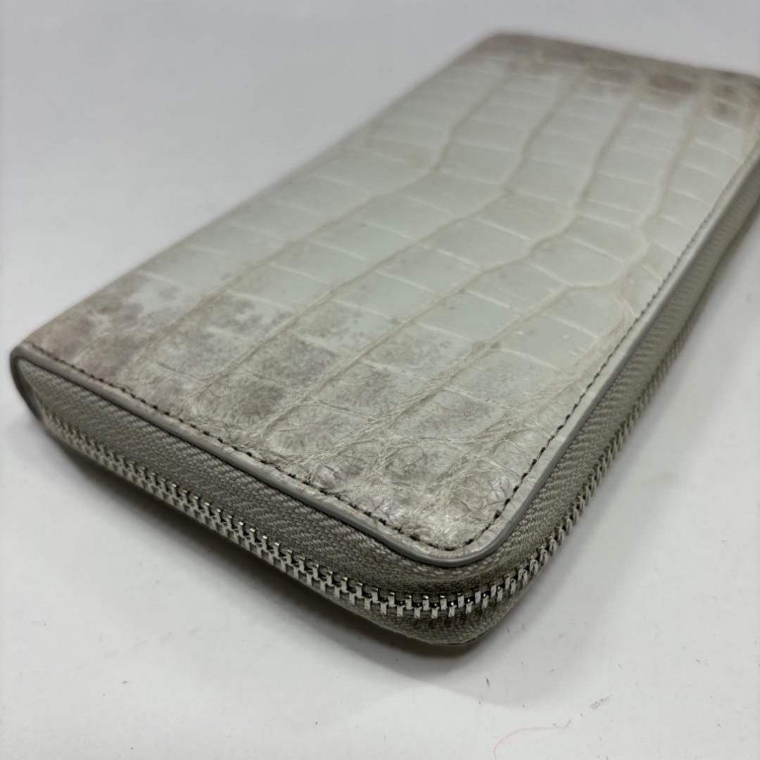 美品【クロコダイル本革】長財布/ヒマラヤ染め/レザー/グレージュ