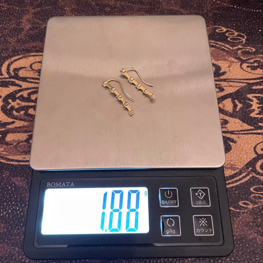 K18YG ☆キラキラ☆高品質ダイヤ0.50ct ロングフックピアス