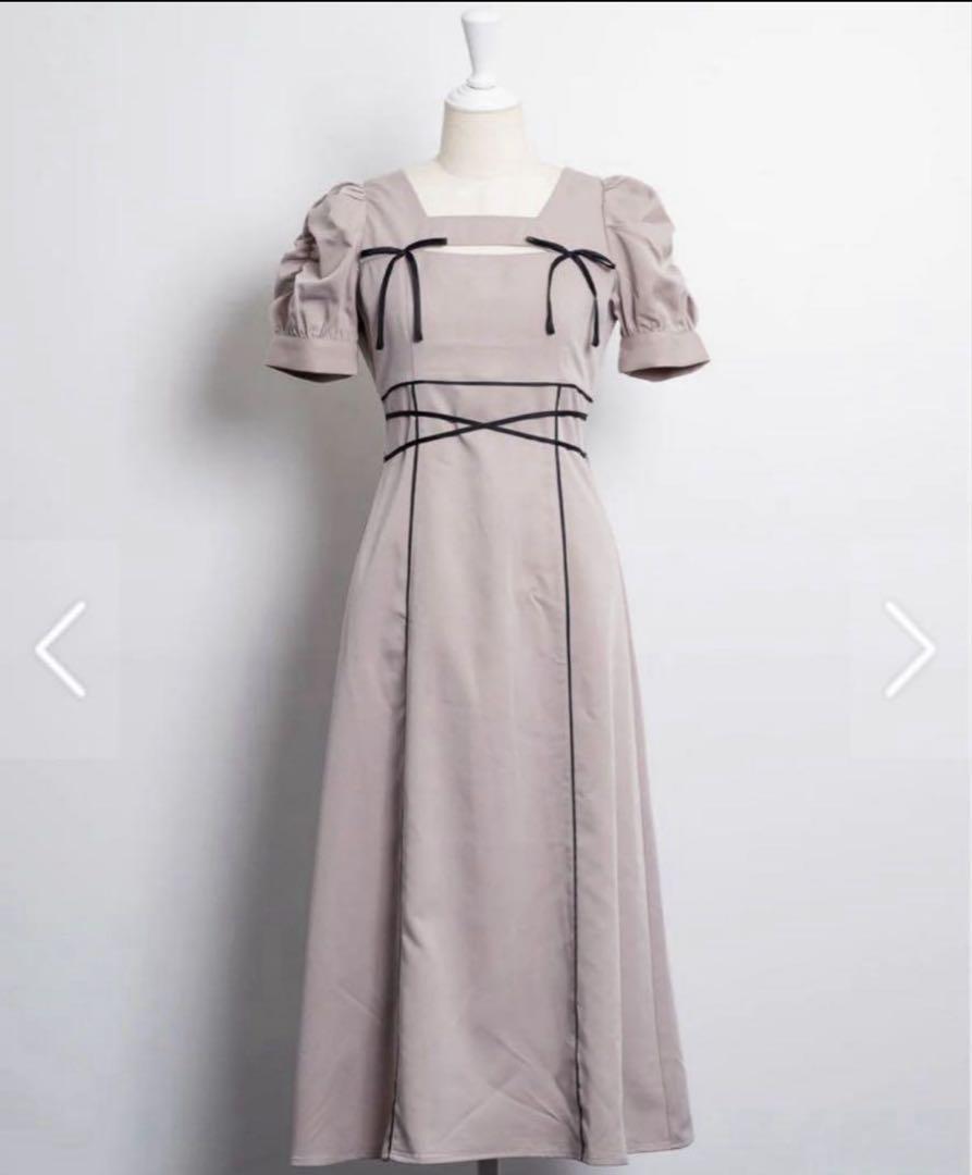 pium クロステープカットアウトロングワンピース ピンク
