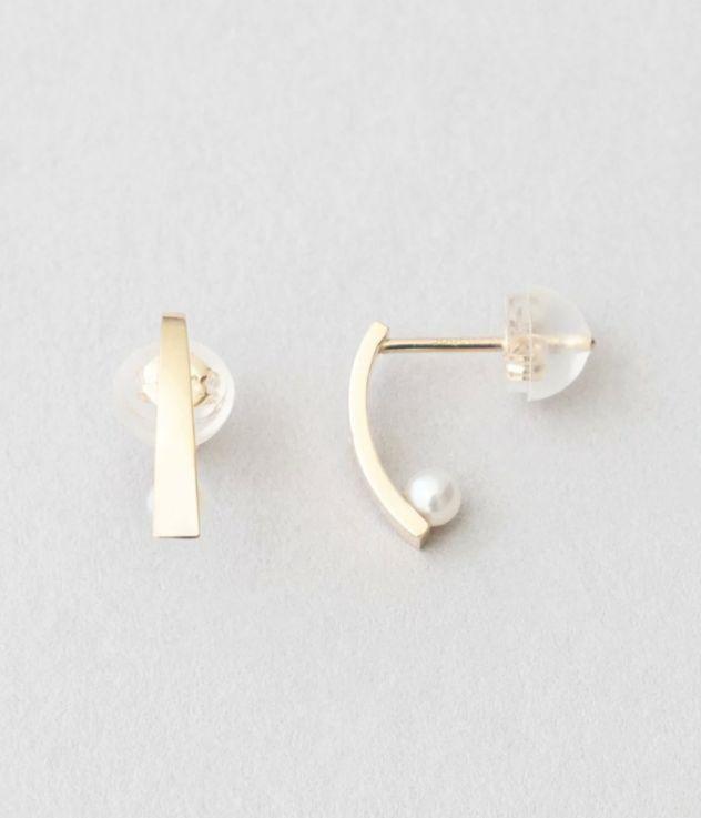 未使用、新品　箱あり　K10YG パール ピアス プレート