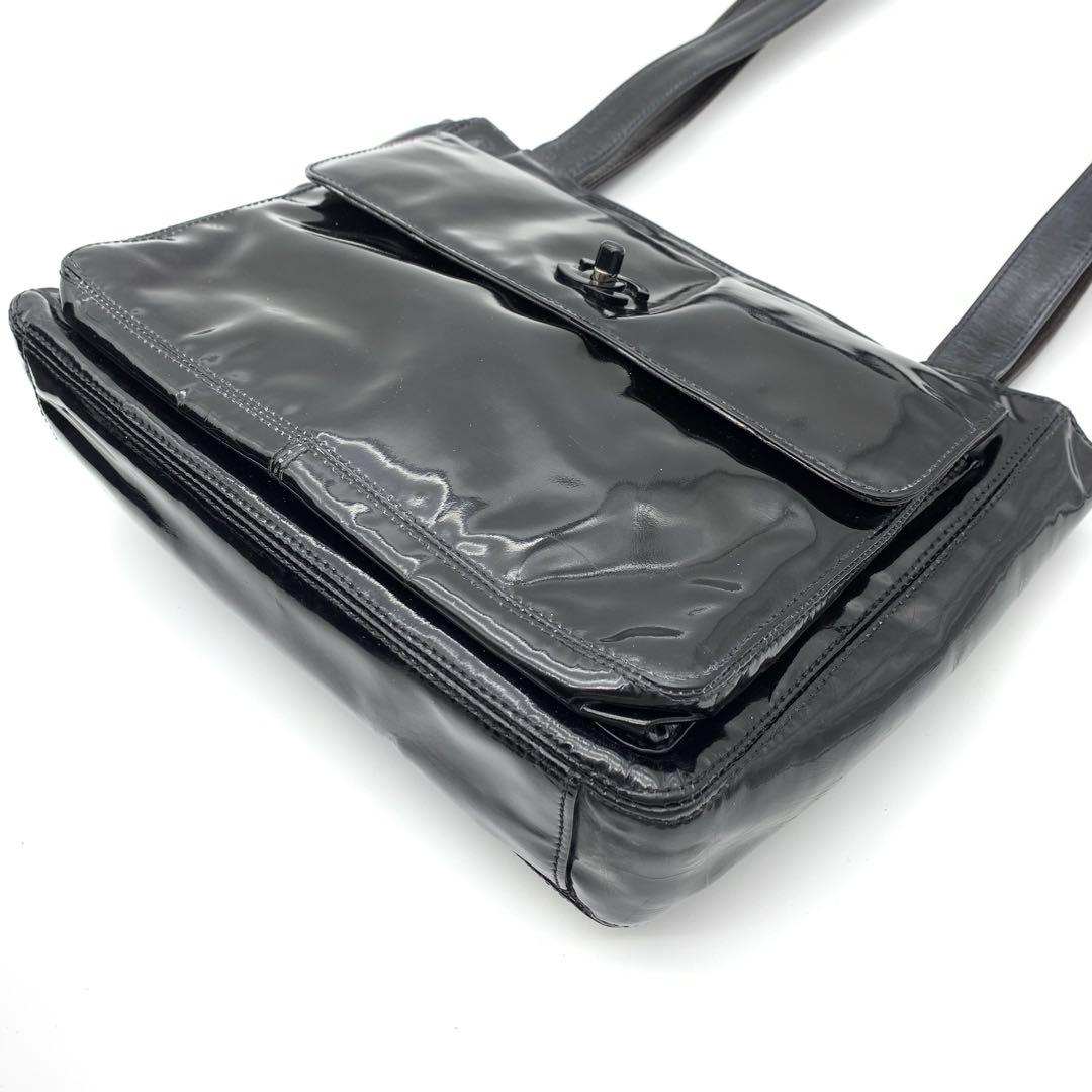 ☆CHANEL☆シャネル デカココ トートバッグ エナメル パテント ブラック