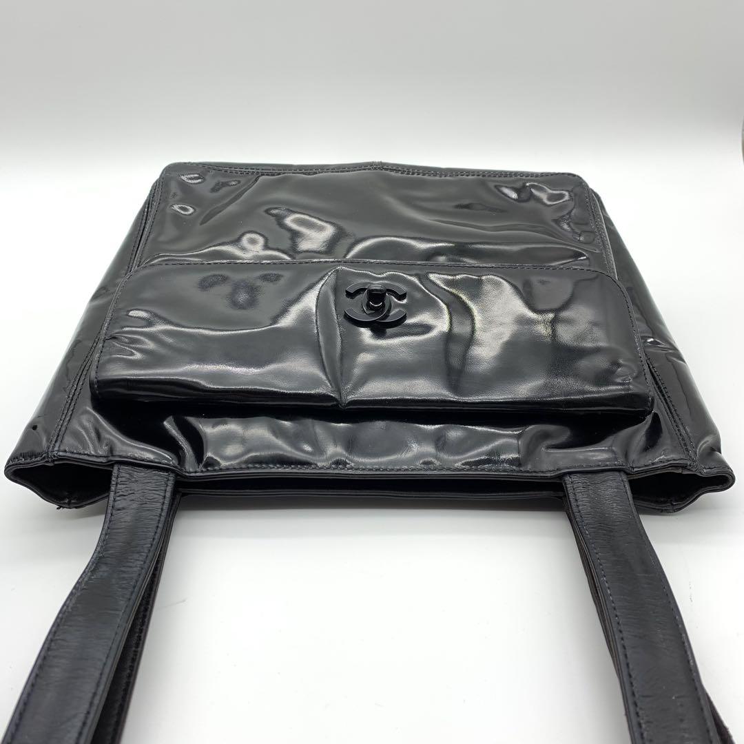☆CHANEL☆シャネル デカココ トートバッグ エナメル パテント ブラック