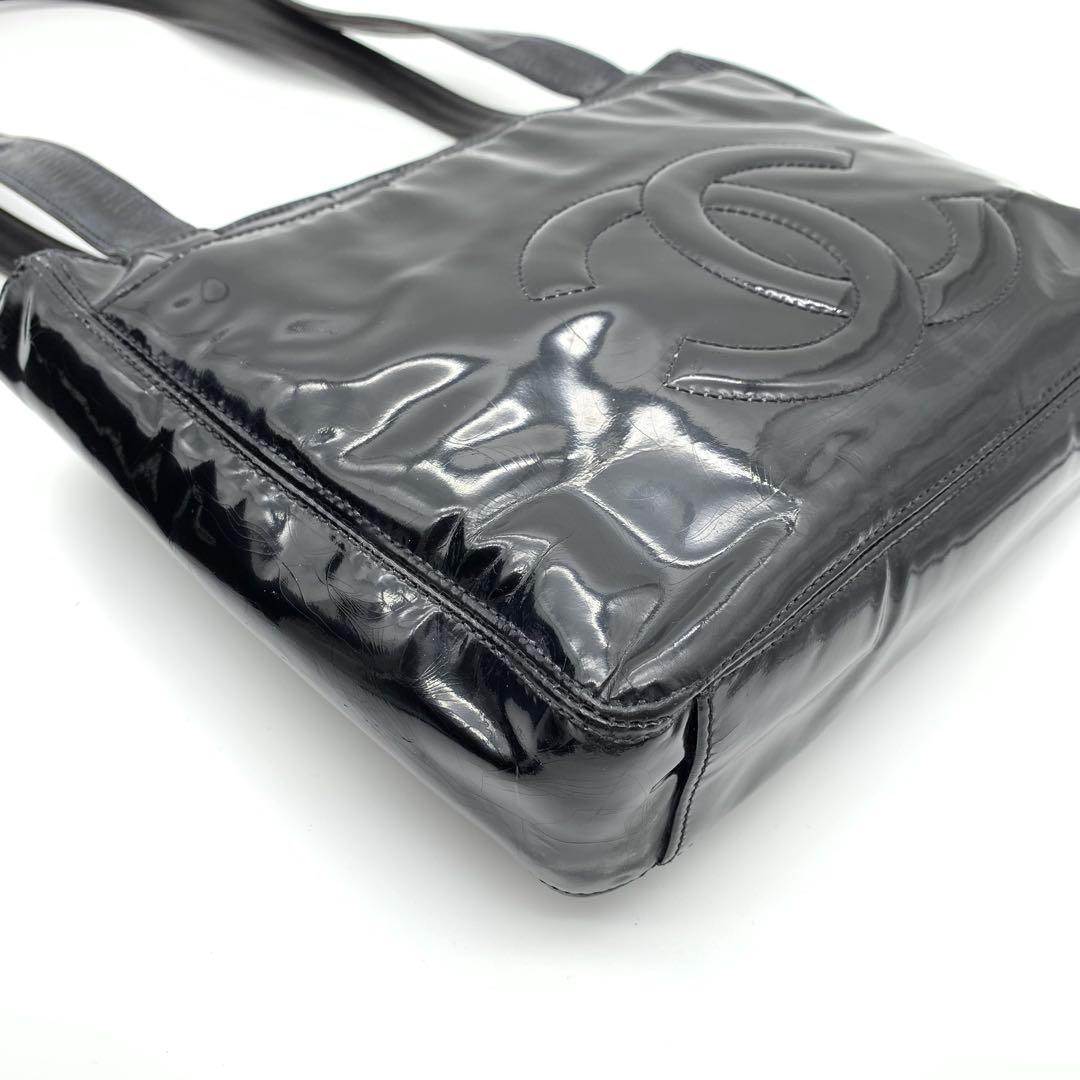 ☆CHANEL☆シャネル デカココ トートバッグ エナメル パテント ブラック