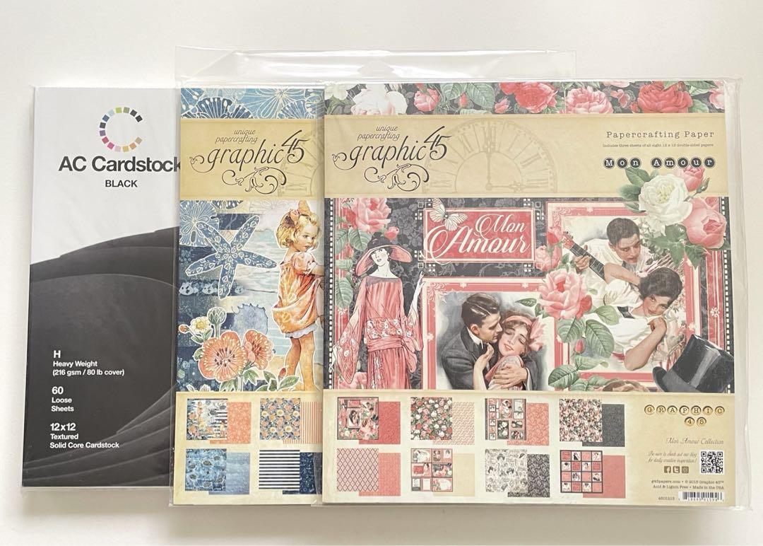 3セット 新品 未開封 graphic45 ペーパー2セット　 黒無地60枚