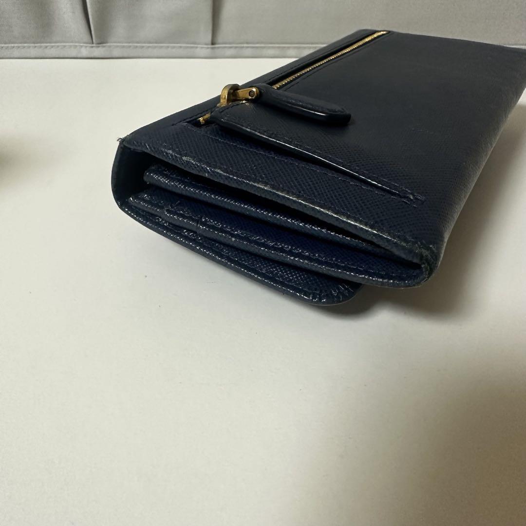 PRADA プラダ　サフィアーノレザー　リボン付き長財布 ネイビー