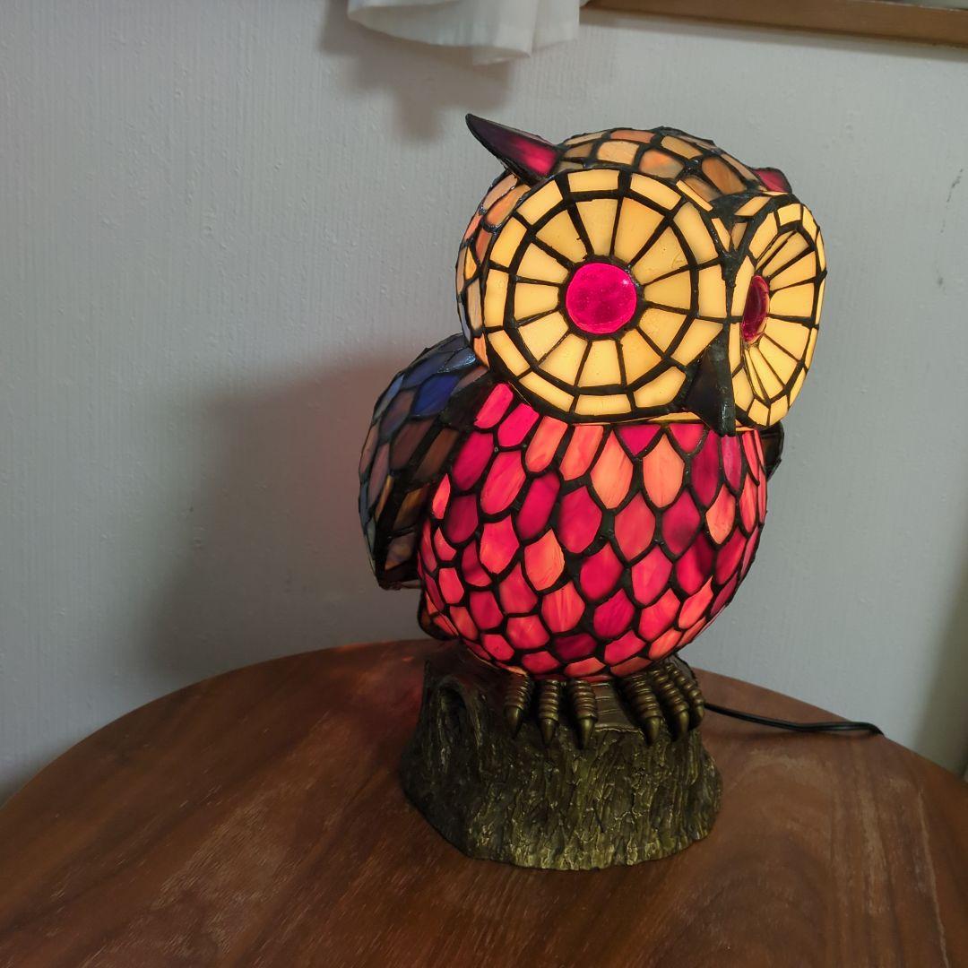 USEDのフクロウのステンドグラスの置物