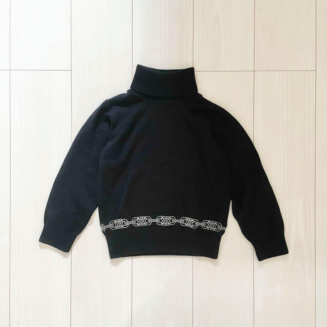 CELINE◆マカダム タートルネックニット セーター ウール ブラック 120