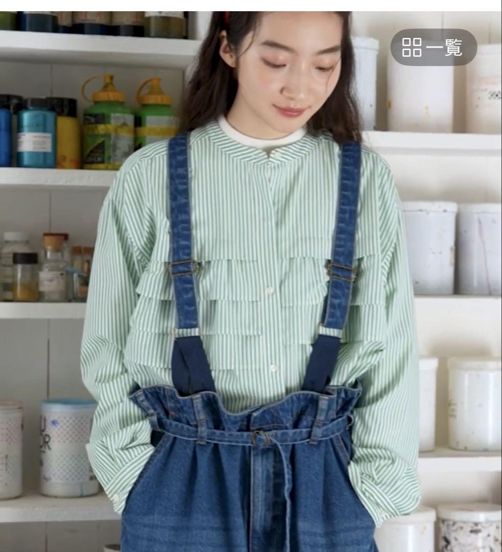 新品・タグ付き　ニコアンド　ケアイージーコタットフリルシャツ　L