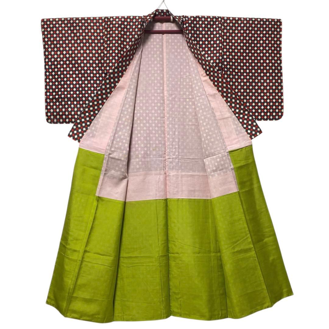 ¨̮⃝ 身丈155 アーガイル 菱形 銘仙 昭和レトロ 大正ロマン