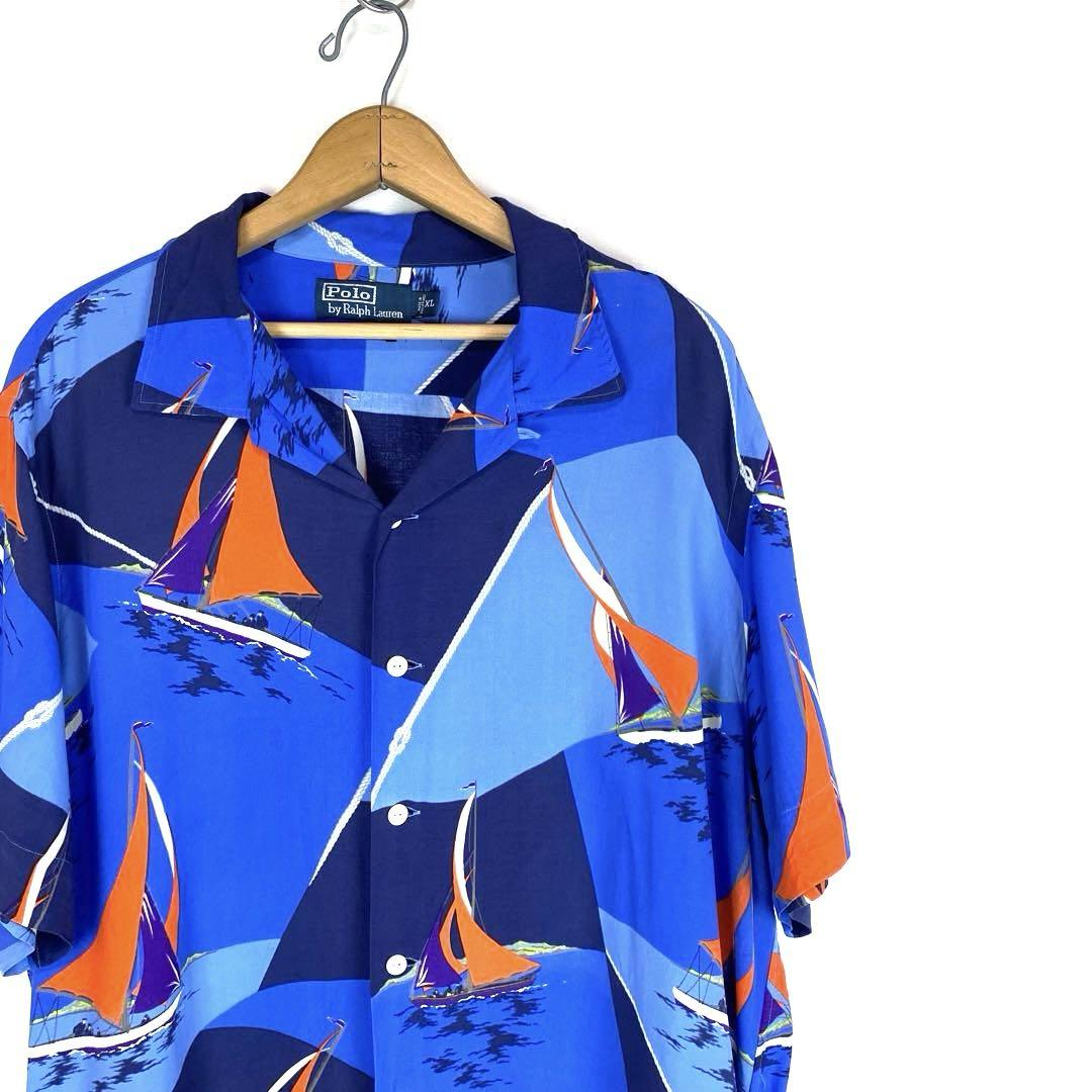 90s ラルフローレン レーヨン アロハシャツ XL 開襟 レーヨン
