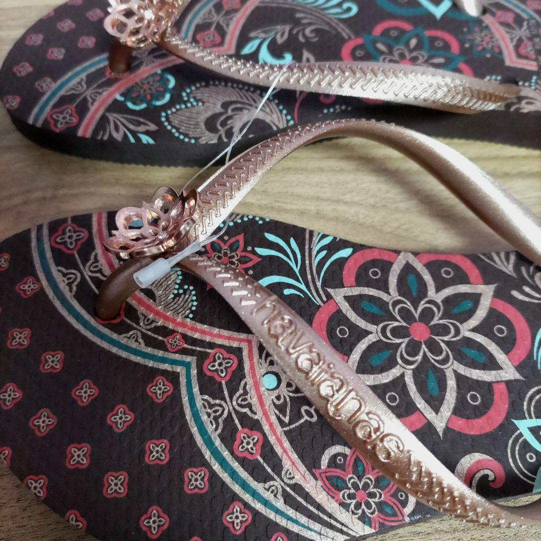 新品＊havaianas ハワイアナス ビーチサンダル 35-36 ビジュー