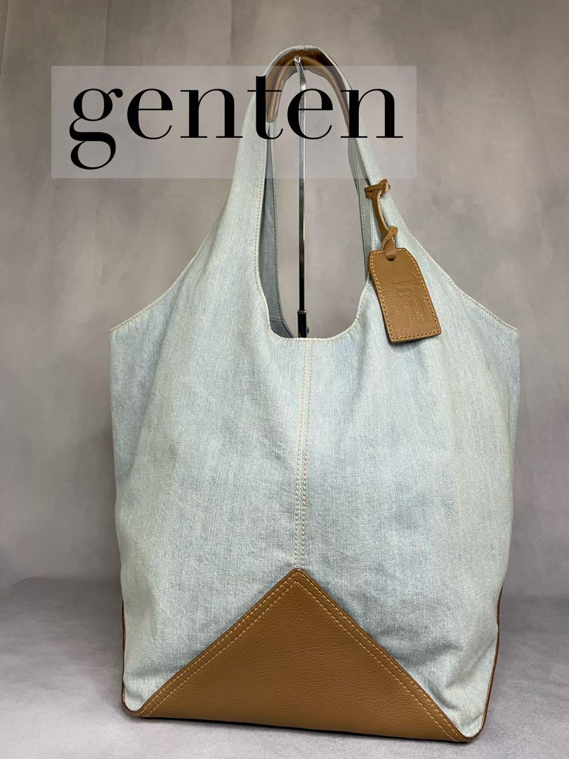 早い者勝ち☆ 美品genten  ティグリスクロス　トートバッグ　デニム　レザー