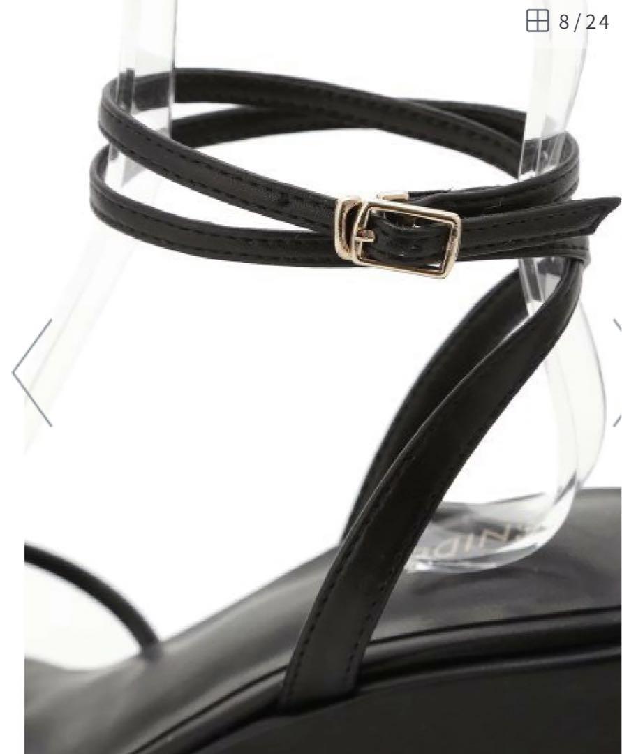 【美品】SNIDEL ナローストラップウェッジソールサンダル　ブラック　L