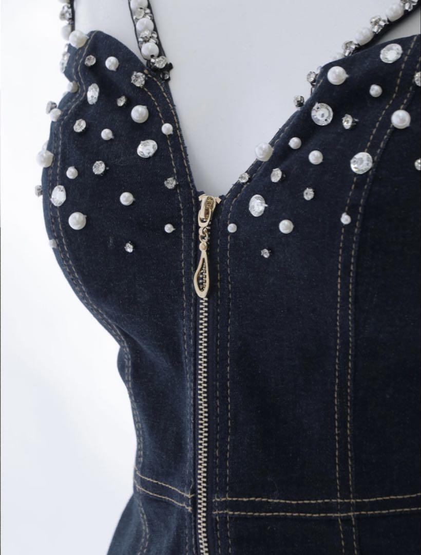 Jewels キャバドレス タイトデニムドレス ミニドレス ジップアップ