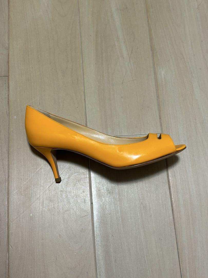 専用 PELLICO イエロー オープントゥパンプス