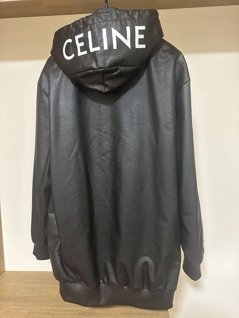 CELINE セリーヌ コーティングジップアップロゴフーディ 美品