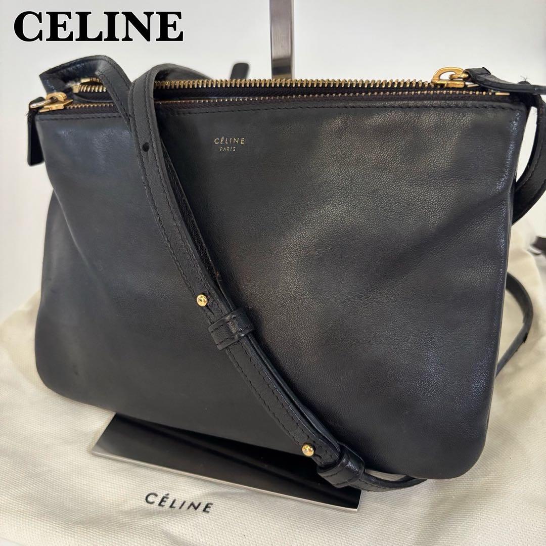 CELINE トリオラージ ショルダーバッグ 肩掛け ブラック　フィービー