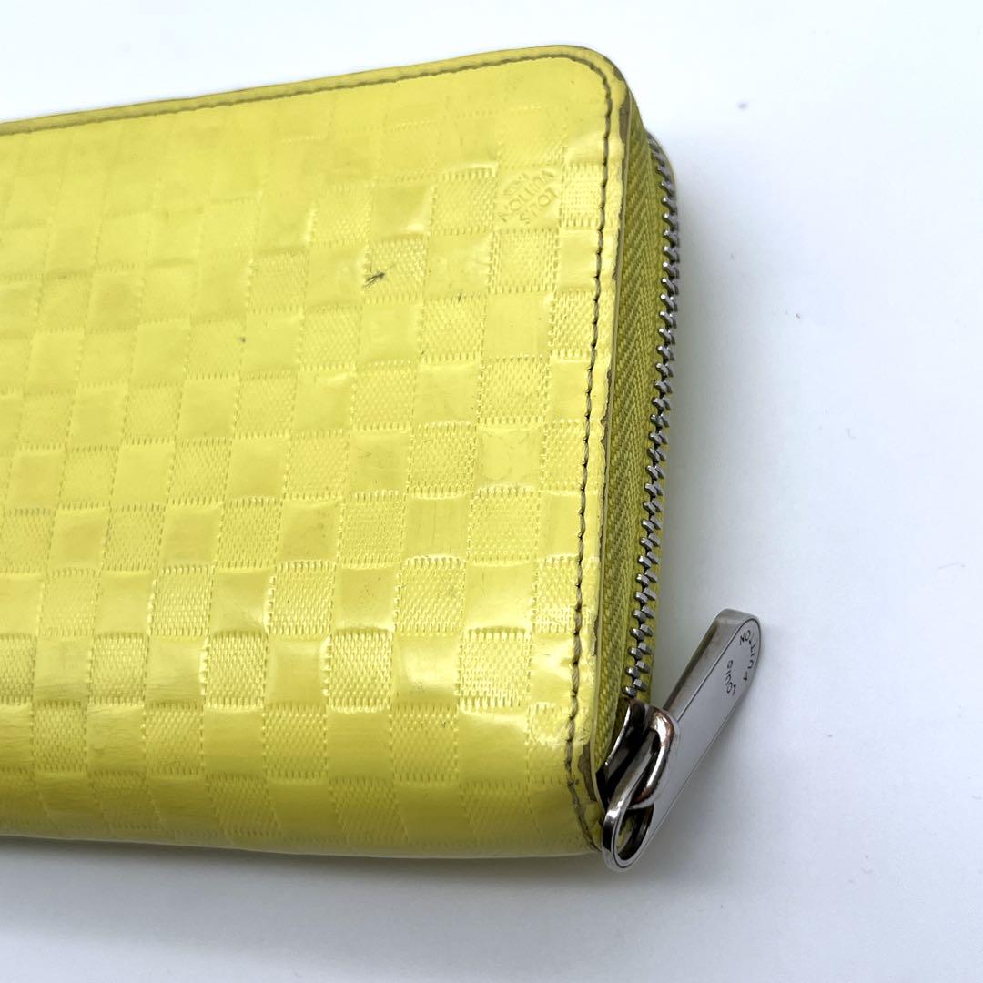 LOUIS VUITTON イエロー 長財布　ダミエ　ラウンドファスナー