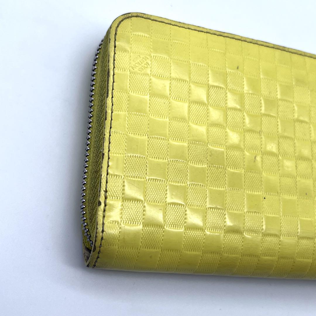 LOUIS VUITTON イエロー 長財布　ダミエ　ラウンドファスナー