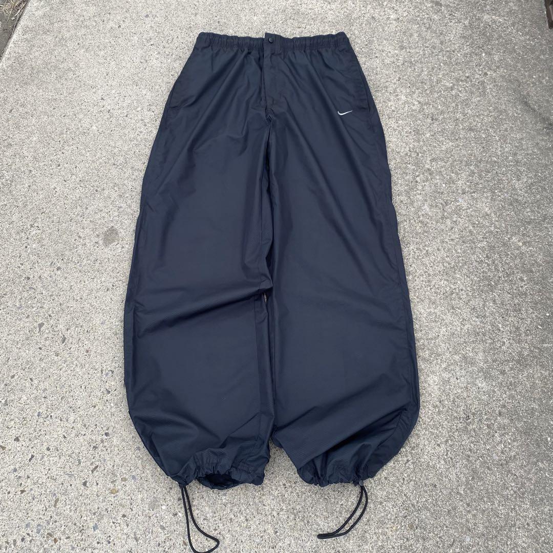 レア00s Nike ブラック ナイロンパンツ テックパンツ ワイド