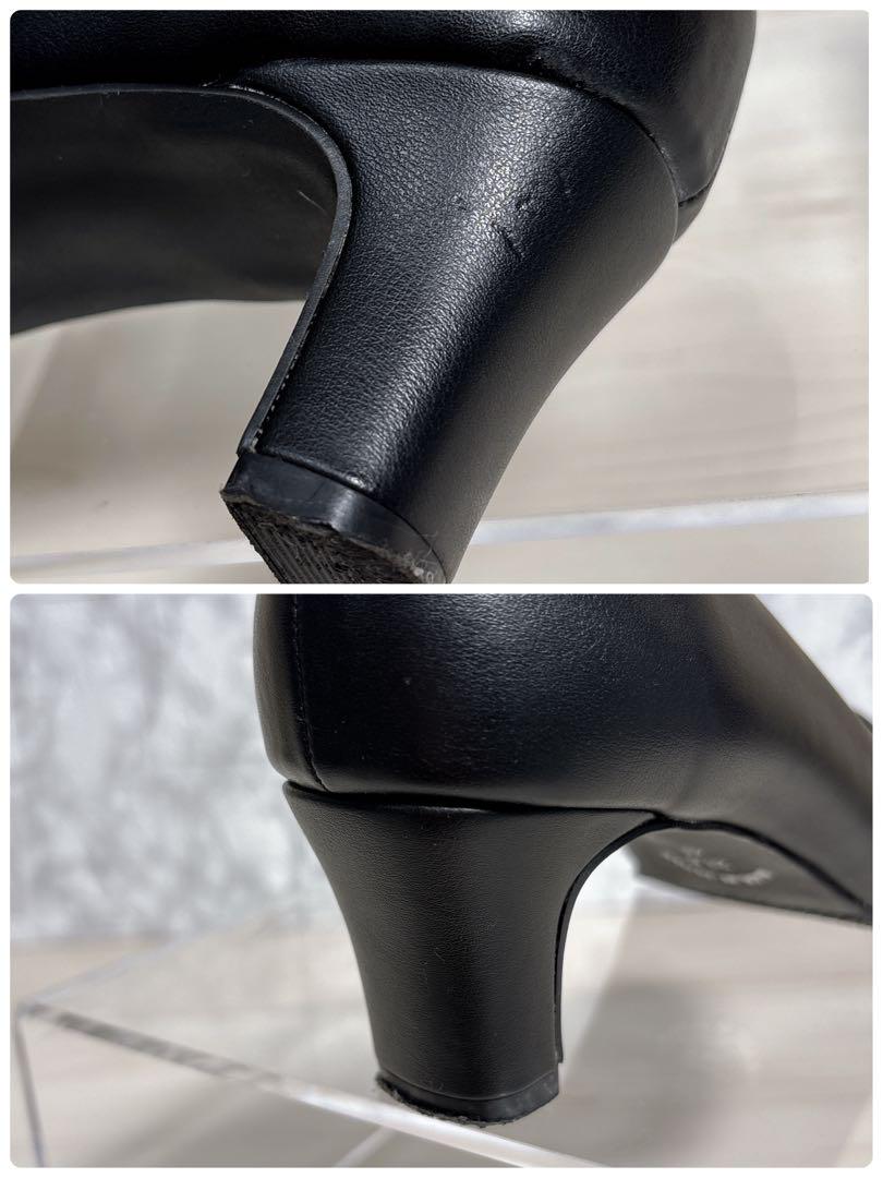 美品✨️RAKUNA 整体パンプス スクエアトゥ 幅広 4E 23.5cm 黒