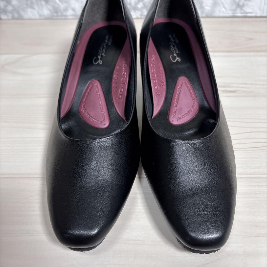 美品✨️RAKUNA 整体パンプス スクエアトゥ 幅広 4E 23.5cm 黒