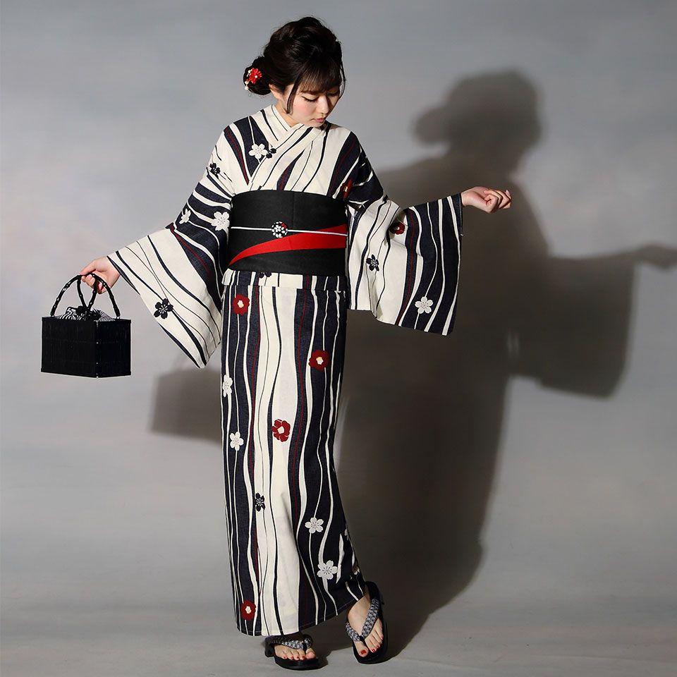 【浴衣・帯セット】生成りに黒の乱れ縞 フリーサイズ 美品 新品未使用品 浴衣・帯セット】生成りに黒の乱れ縞 フリーサイズ 美品 新品未