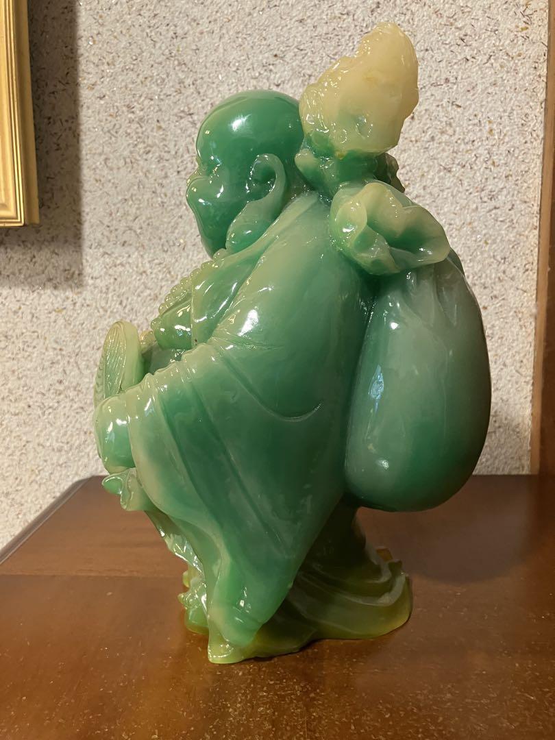 翡翠彫刻 翡翠置物 布袋様 縁起物