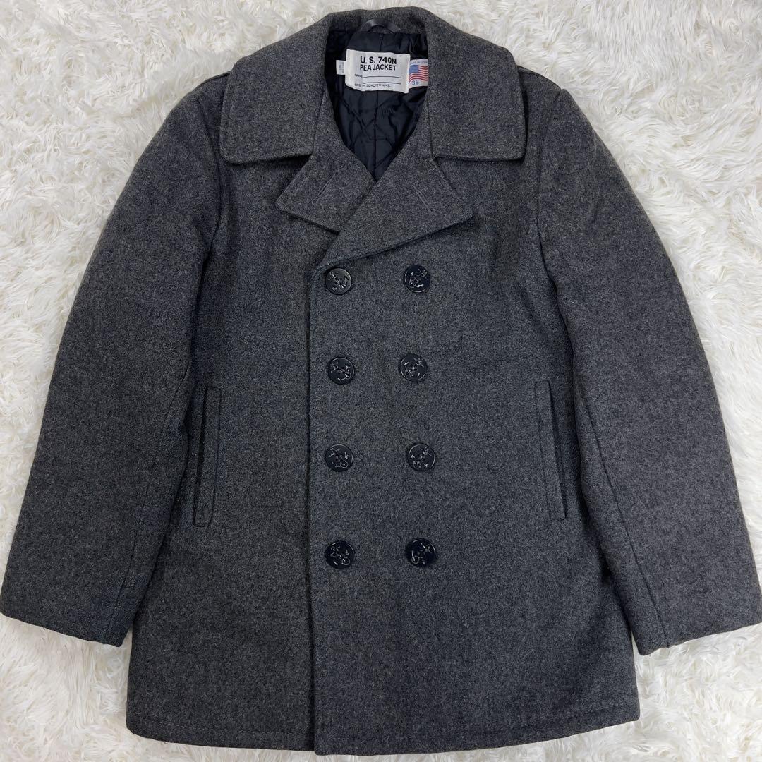 USA製 Schott Pコート 裏キルティング メルトンウール