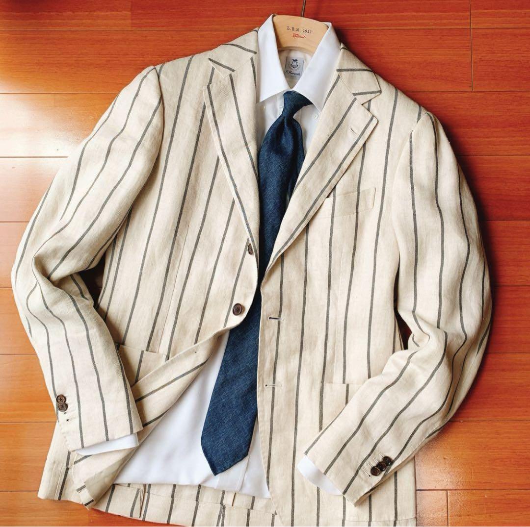 【新品未使用】リネンストライプジャケット メンズ
