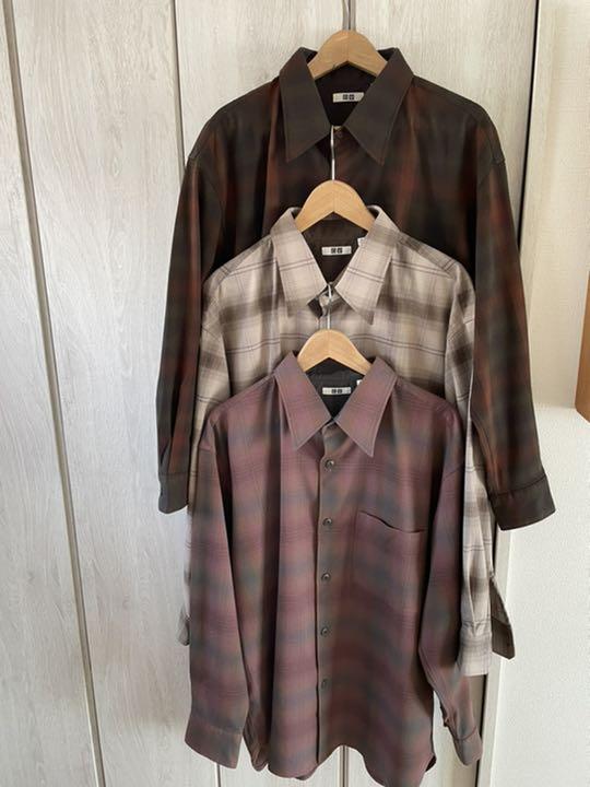 ユニクロ U ヘビーフランネルオーバーサイズシャツ 長袖 XL 3枚セット