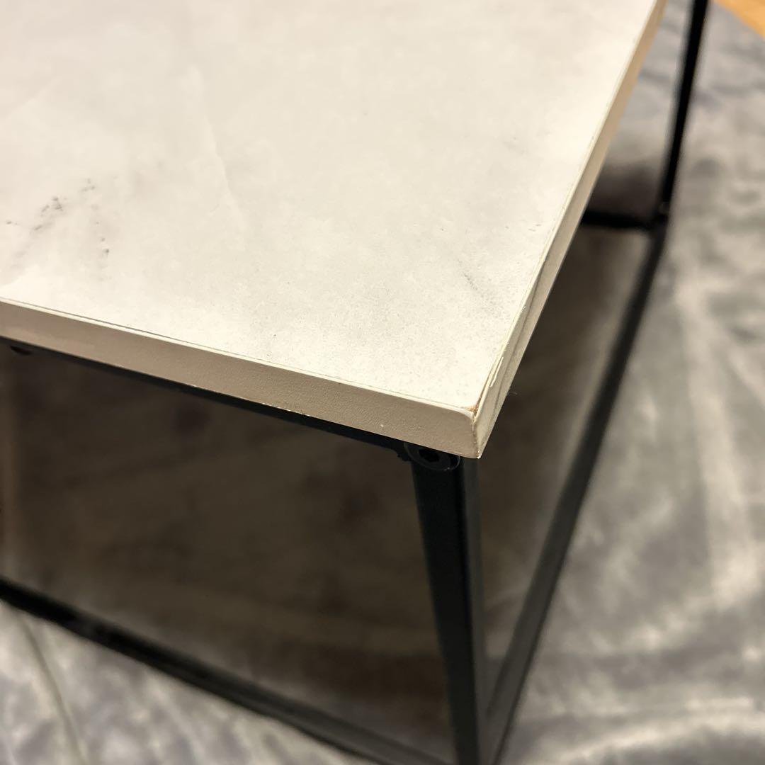 【美品】アルハム Alham センターテーブル ホワイト大理石マーブル 幅110 美品】アルハム Alham センターテーブル ホワイト大理石マーブル