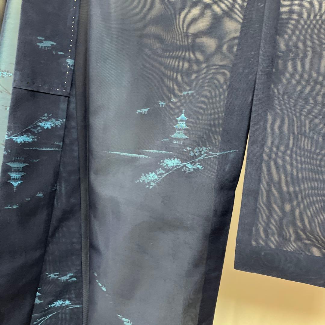 輝い 紗 夏 着物 五重塔が浮かび上がる上品な着物 水無月23-05 着物