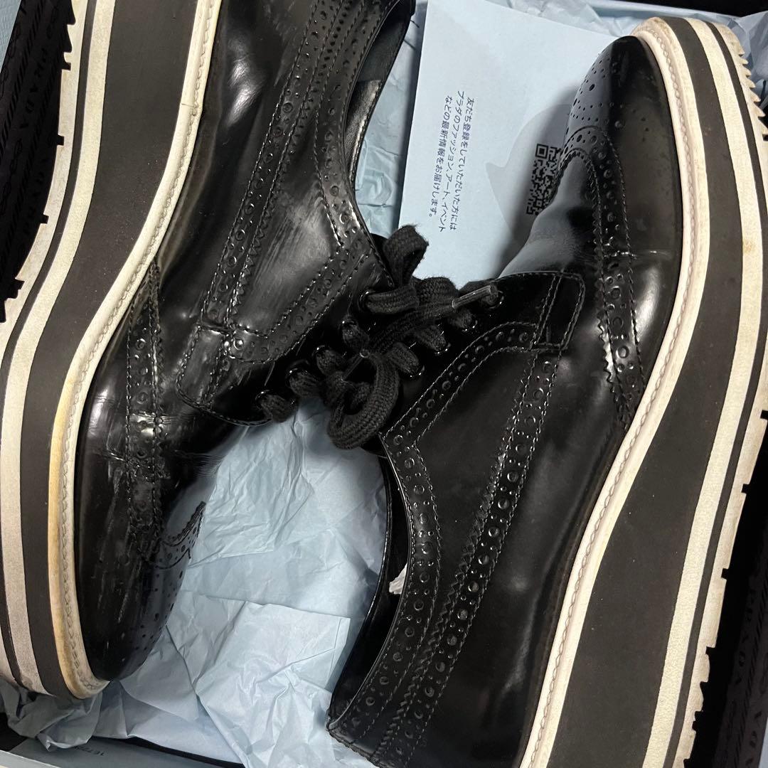 PRADA ブラック レースアップシューズ 厚底