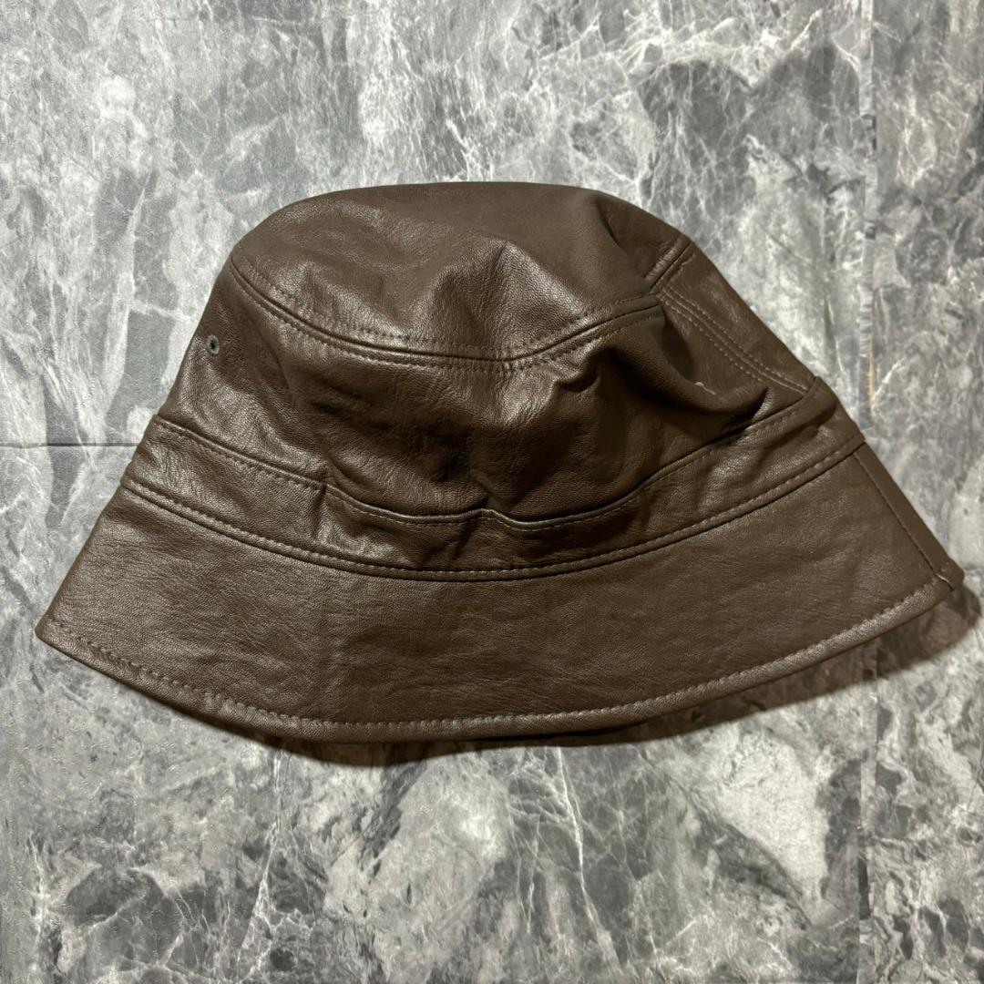 Vintage フェイクレザー デザイン ハット US NAVY 古着