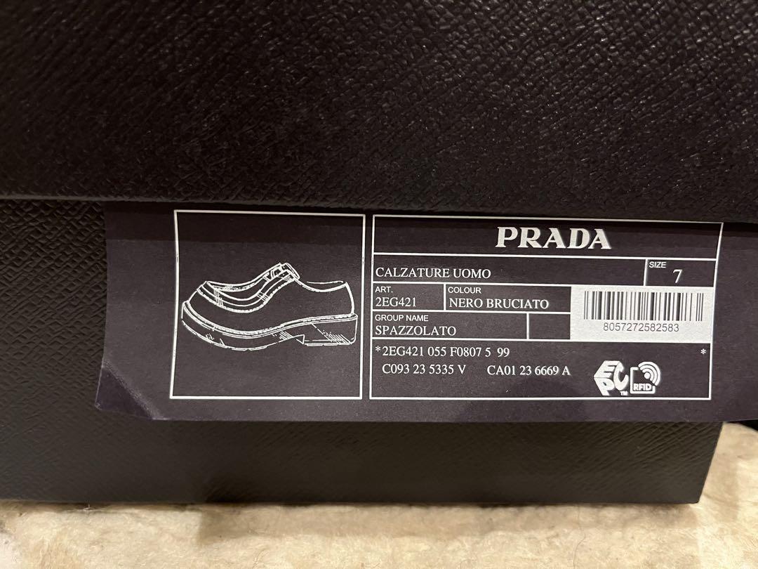 （新品）PRADA 23FW ダイアパソン オペークブラッシュドレザーシューズ