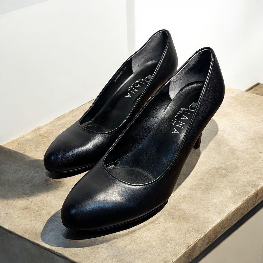 極美品✨DIANA パンプス 24cm アーモンドトゥ ブラック 定番
