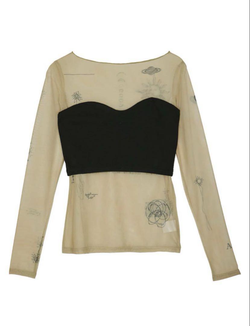 PLANET SHEER TATTOO WITH BUSTIER TOP