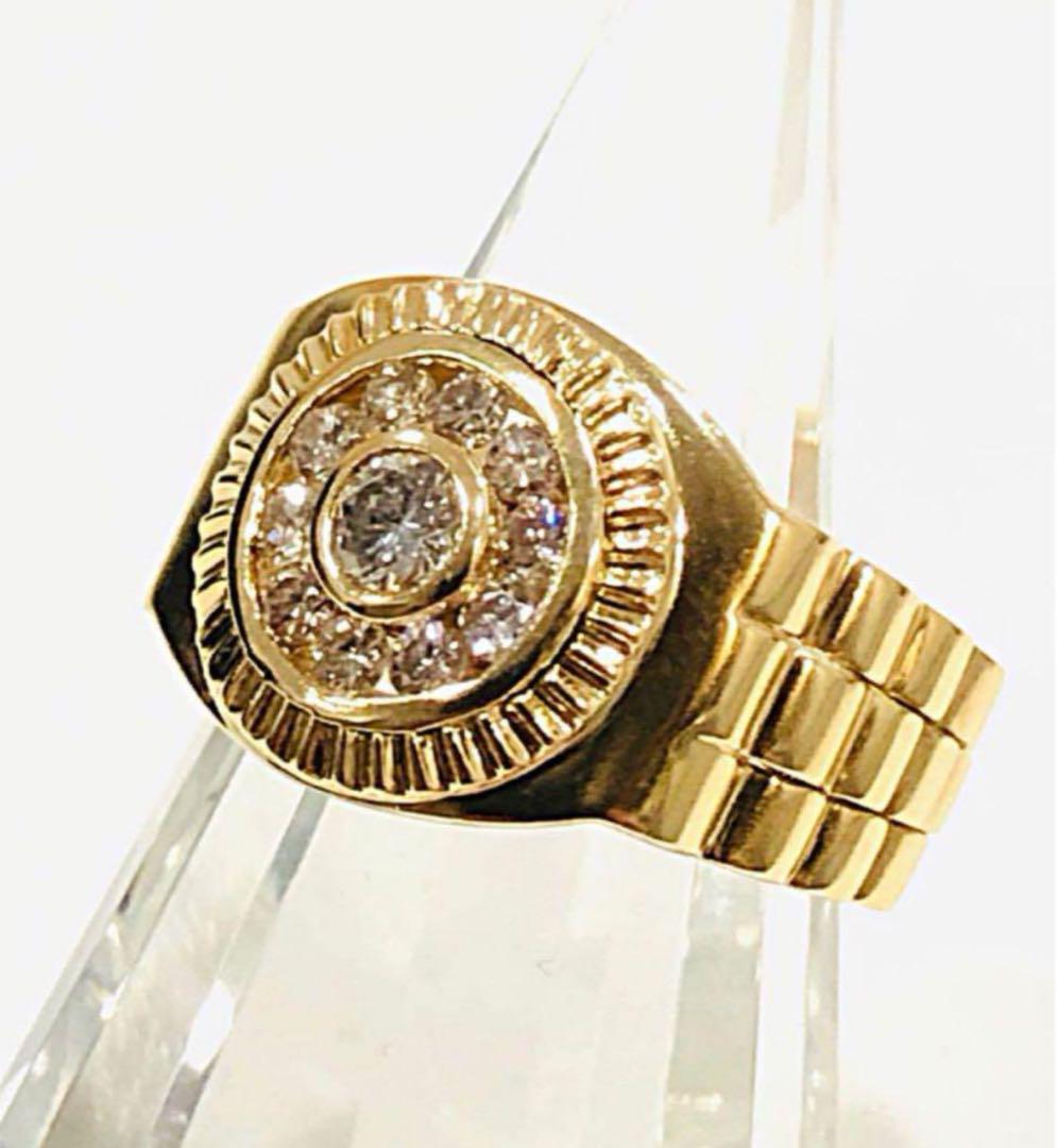 ラウンドカットダイヤモンド リング K18金 指輪 15号 新品同様❗️