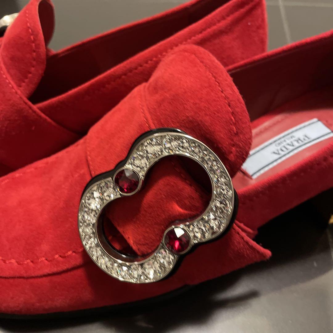 特価商品  セール！【新品未使用品】プラダPRADA ビジューローファー（34.5） 靴